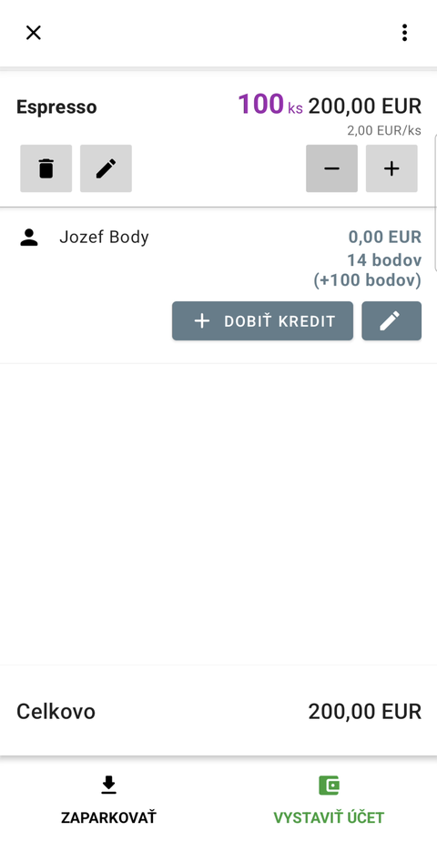 Dotykačka: Pokladna ukáže body