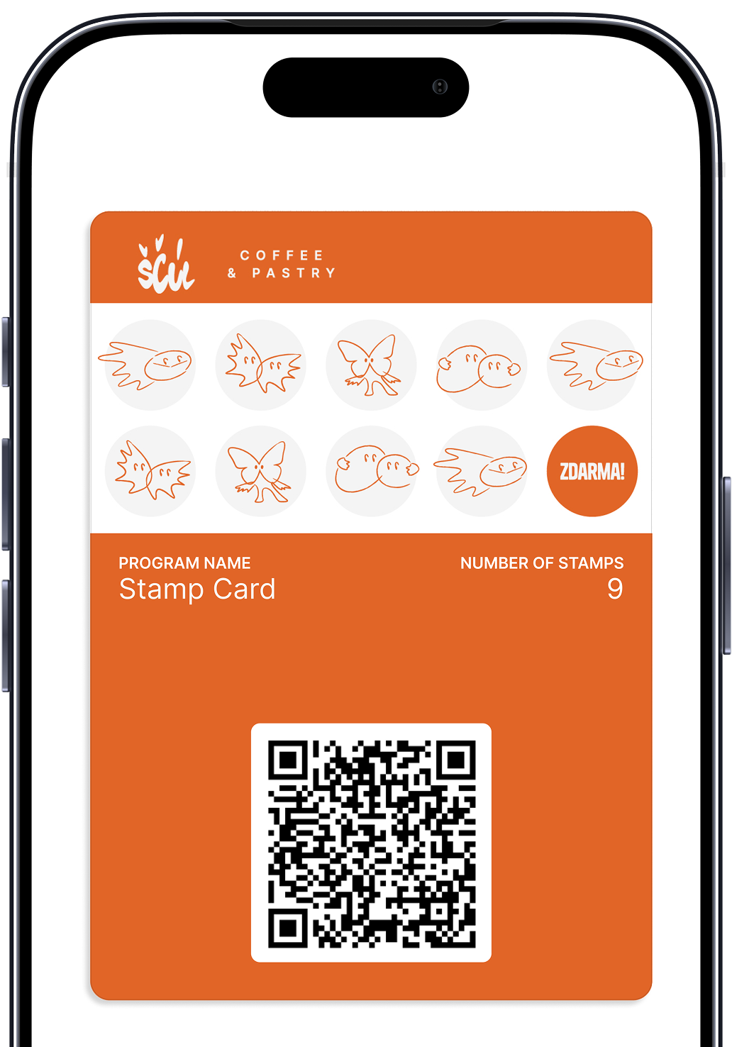 ŠČÚL stamp card in a phone